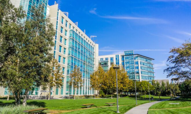 Modern office buildings in Silicon Valley, south San Francisco bay area