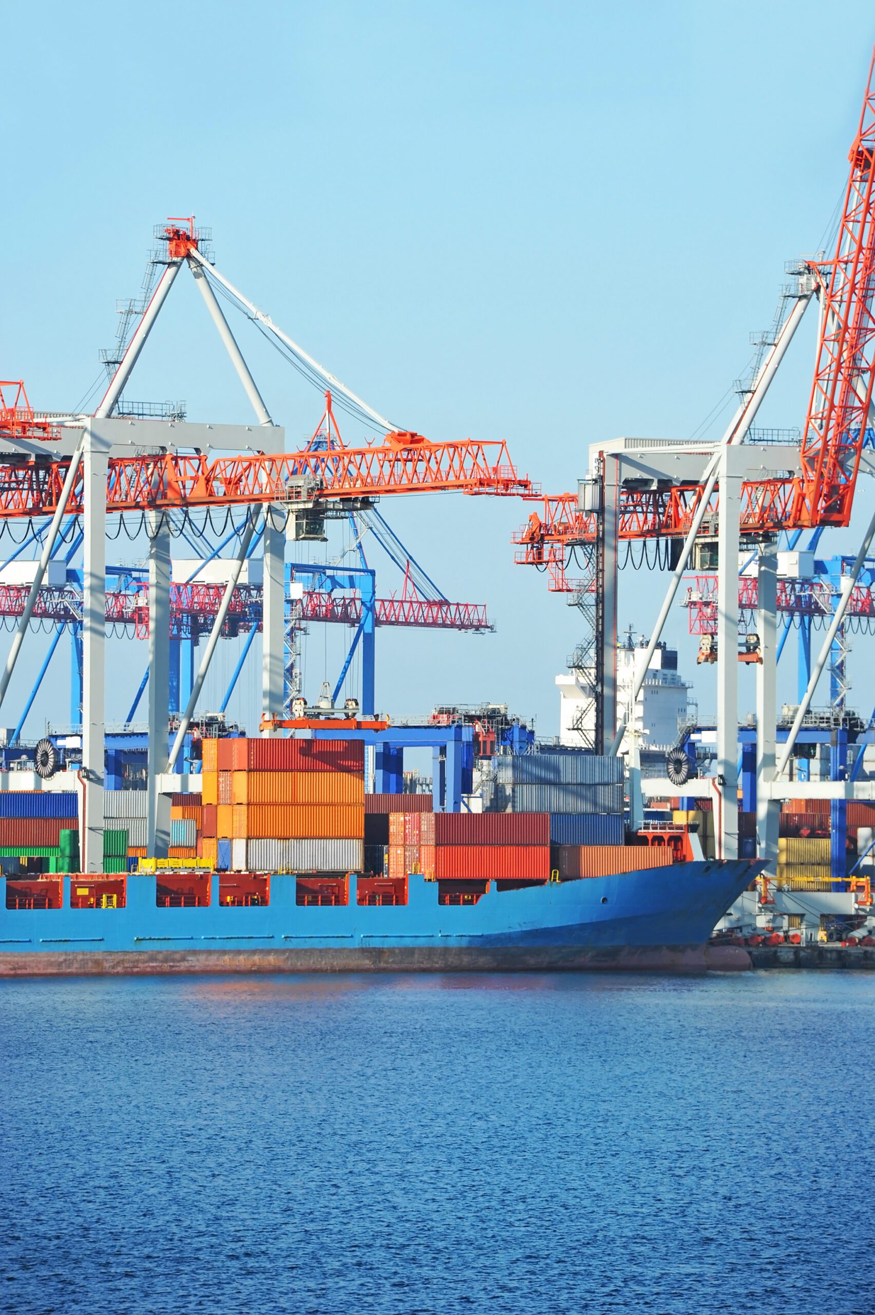 Port cargo crane, ship and container